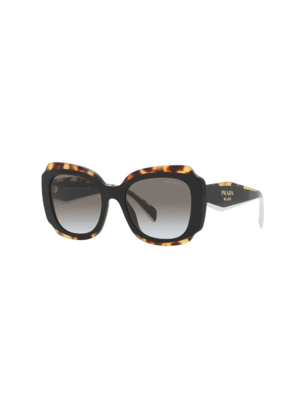 Prada PR16YS 01M0A7 52 Black And Havana/Grey Shaded (01M-0A7) Sunglasses
